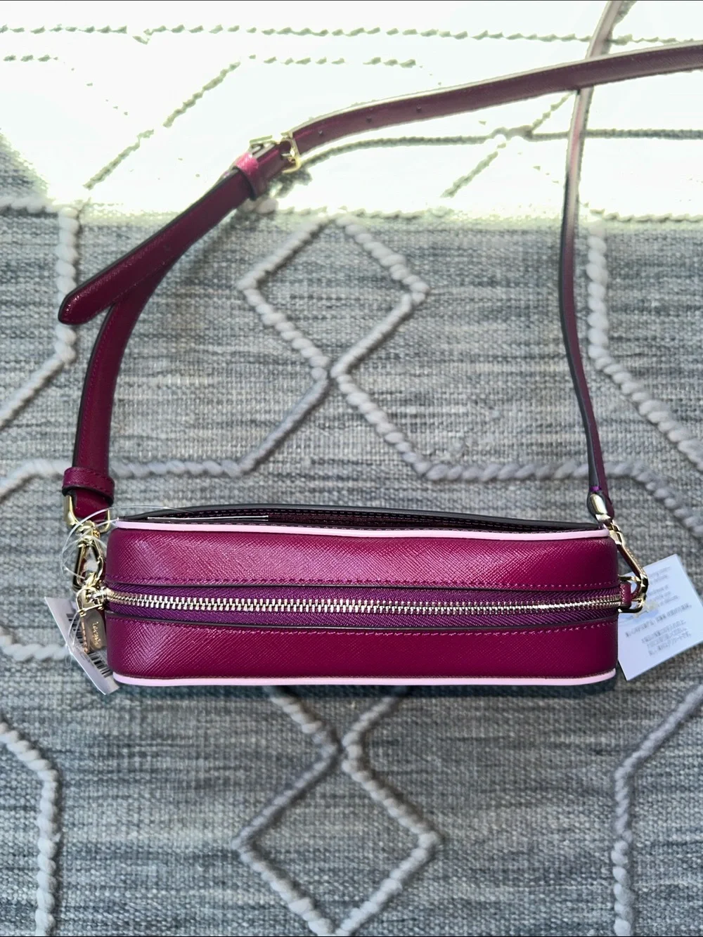 Authentic NWT Kate Spade Oh Snap Mini Camera Bag in Dark Raspberry Patent Leathe